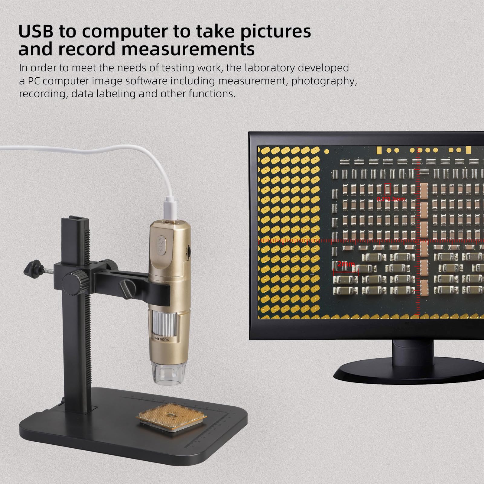 Microscopio Digital Inalámbrico Cámara de Aumento HD Ajustable 1600X para Teléfonos PC y Uso en Exteriores