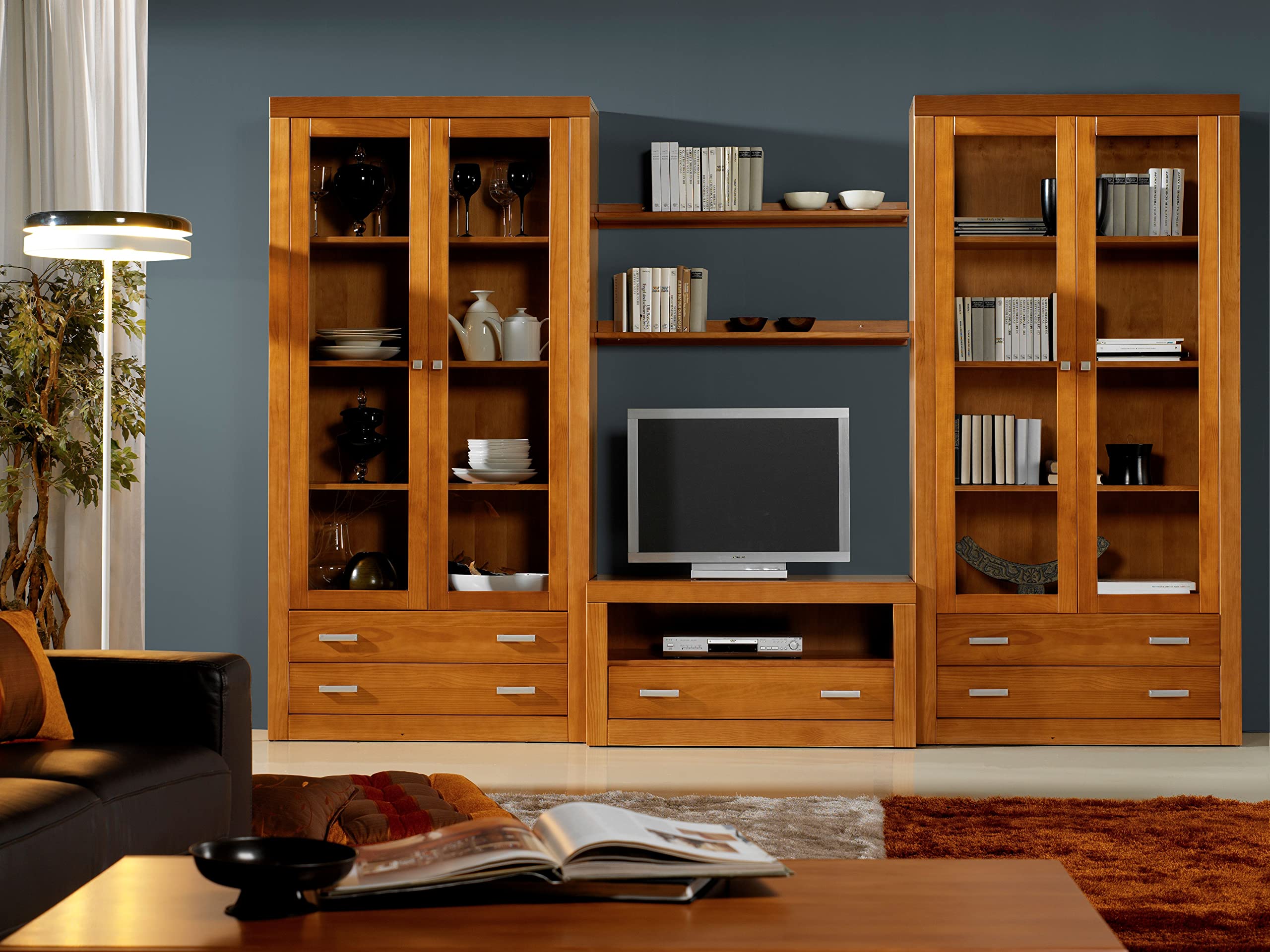 Dogar Moblit Recibidor Consola con Dos Cajones Realizado en Madera de Pino Maciza Serie Kalpe Color Cerezo Medidas (85x105x35) cm (altoxAnchoxFondo) Robusta y Duradera