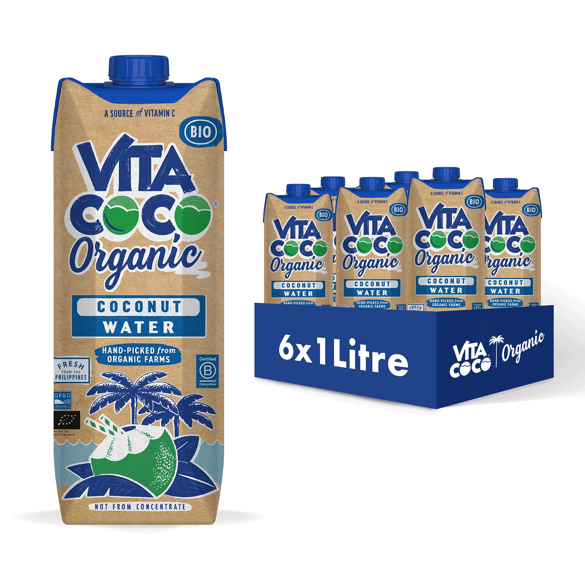 Buy Vita Coco Pure Coconut Water 1L x 6, Gluten Free, Vegan, Naturally