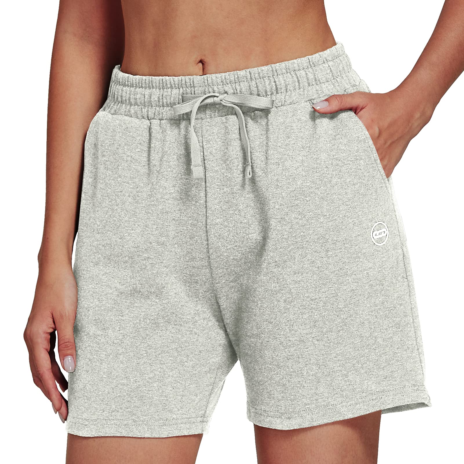 Jimilaka Women's 10" Athletic Workout Bermuda Shorts Cotton Lounge Yoga Running Sweat Pajama Long Shorts with Pockets