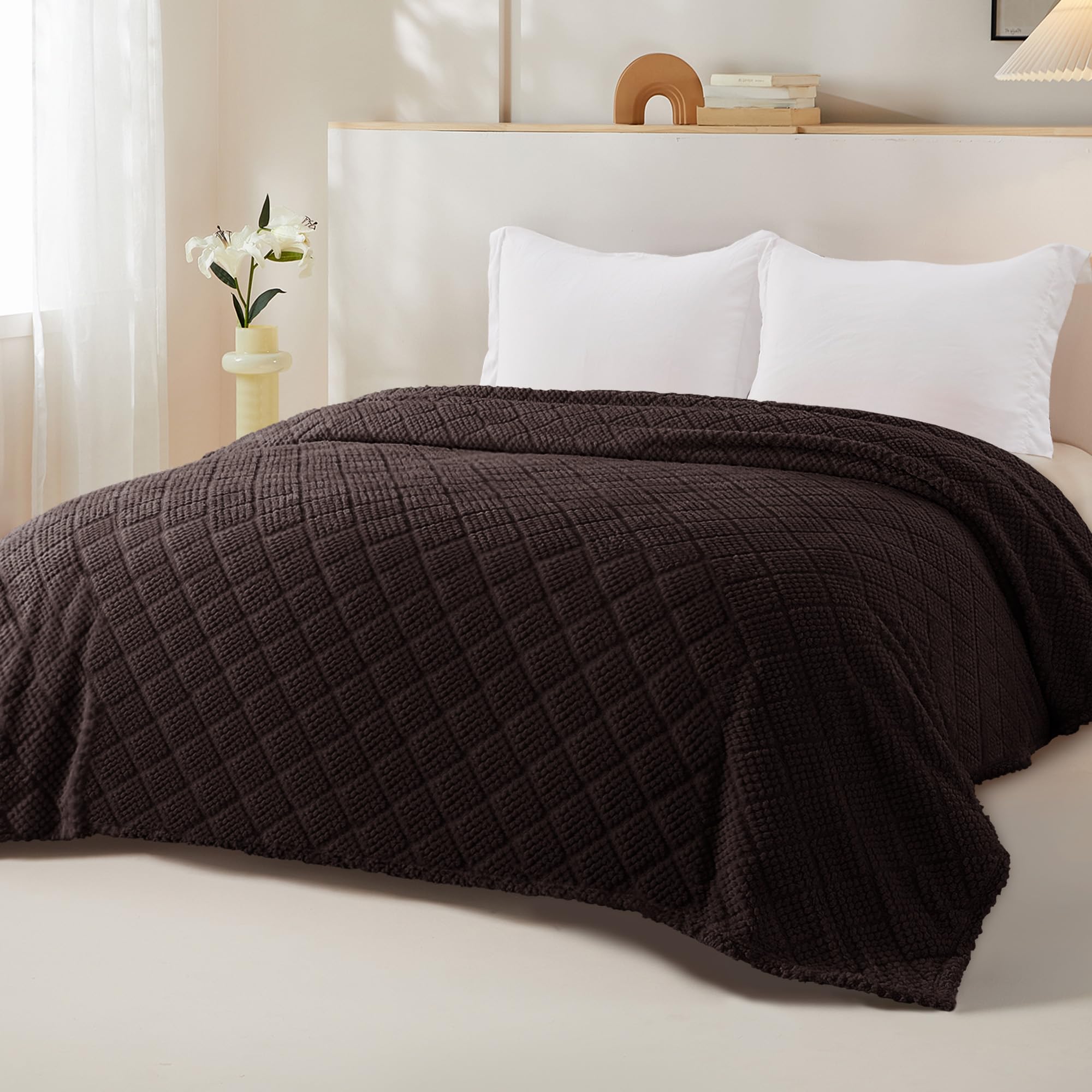 Whale Flotilla Fuzzy Fleece Double Size Blanket for Bed 150x200 CM Soft Fluffy Jacquard Waffle Blankets for All Season Lightweight and Warm - Image 3