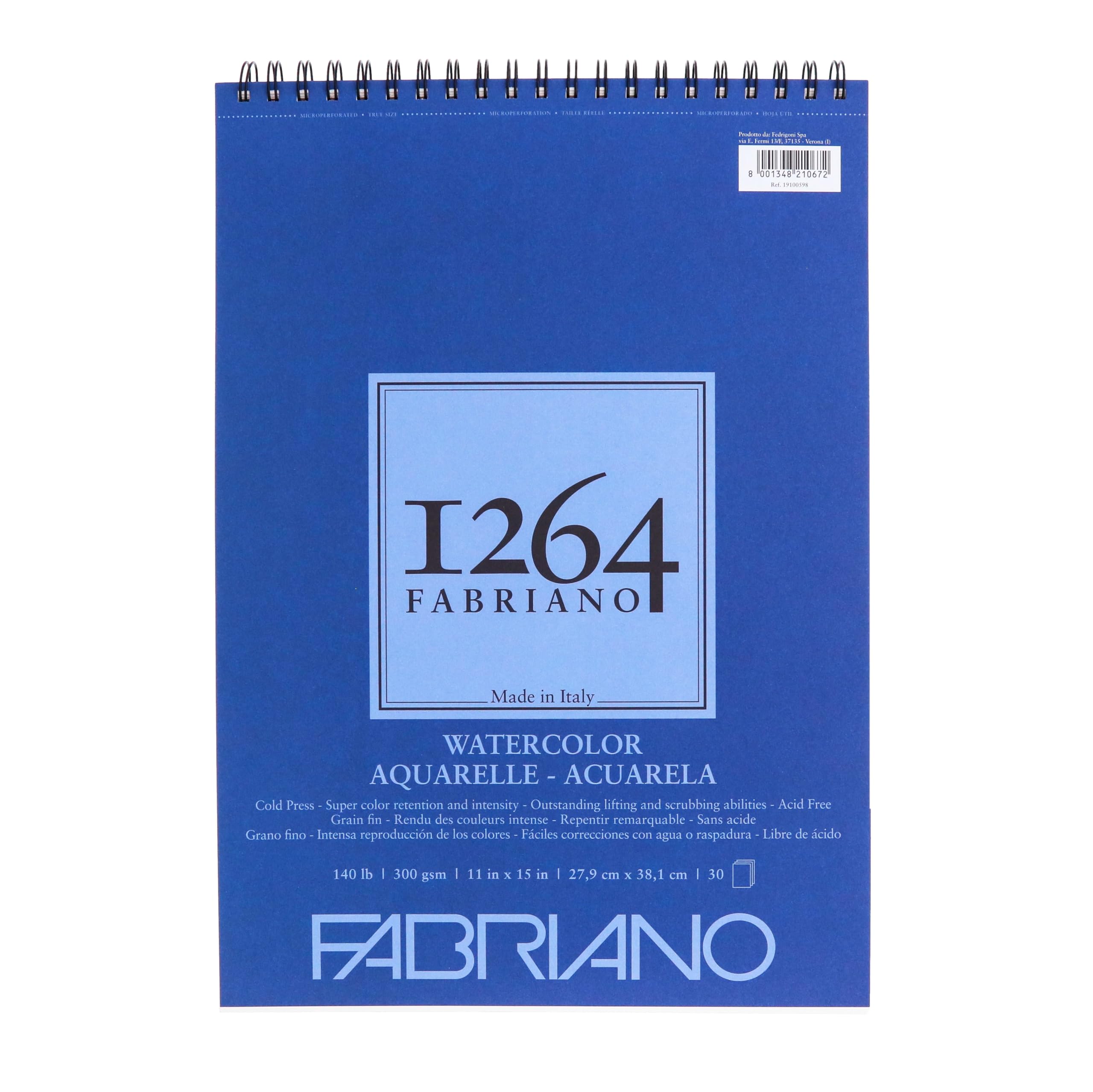 Fabriano 1264 Watercolor Pad, 11 x 15, Bright White
