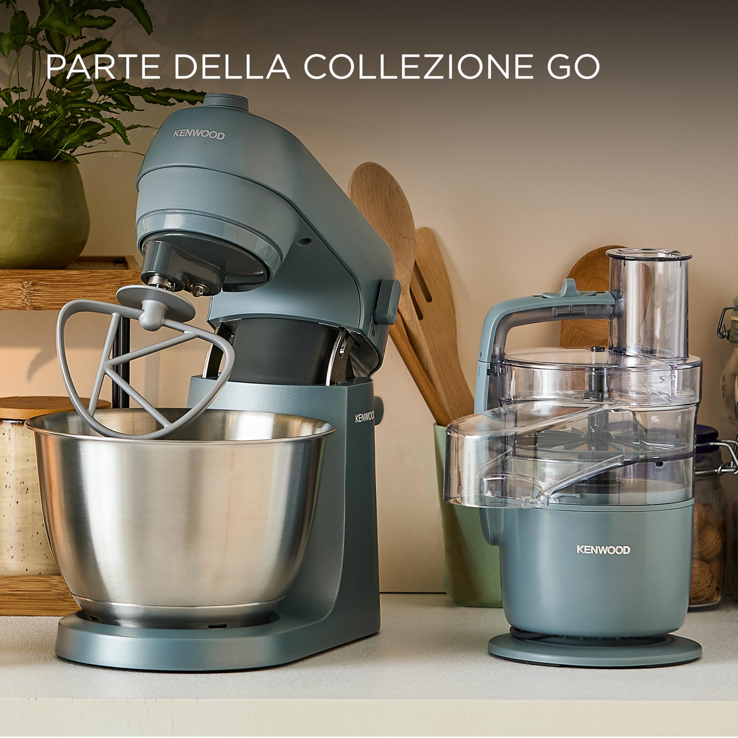 Kenwood QuickMix Go HMP40.000GY, Sbattitore Elettrico Portatile con Custodia Integrata, Fruste e Ganci per impastare in Acciaio Inox, 5 Velocità, Realizzato con Plastica Riciclata, 350W, Storm Blue