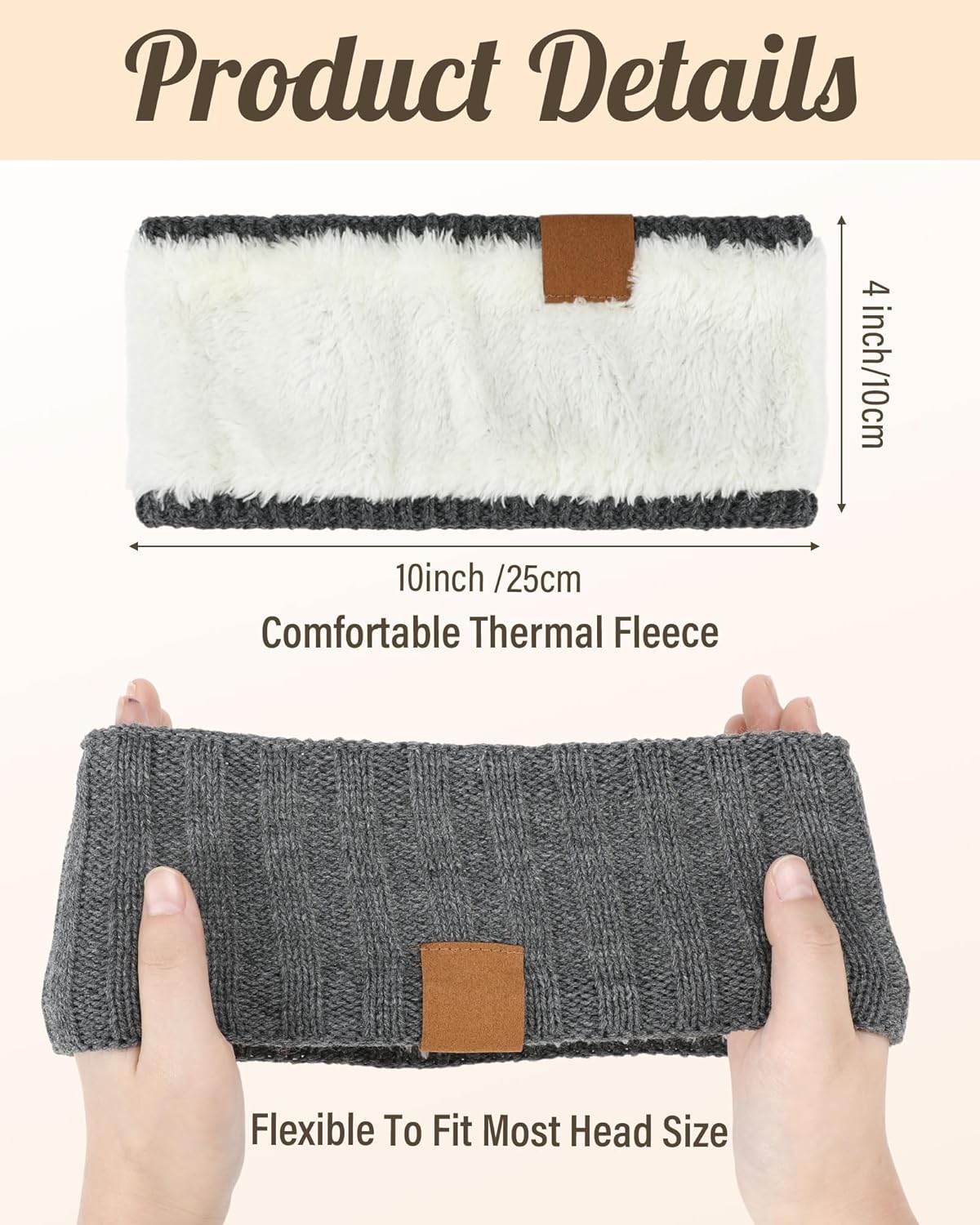 JaGely 6 Pieces Winter Headbands and Glove Set Warm Gift Fleece Lined Ear Muff Touchscreen Waterproof Running Glove Women Man - Image 2