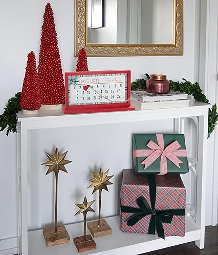Miniatura 2 de Hanna's Handiworks Calendario de Adviento de cuenta regresiva de Navidad, decoración de mesa magnética de madera, mueve la pieza del árbol de