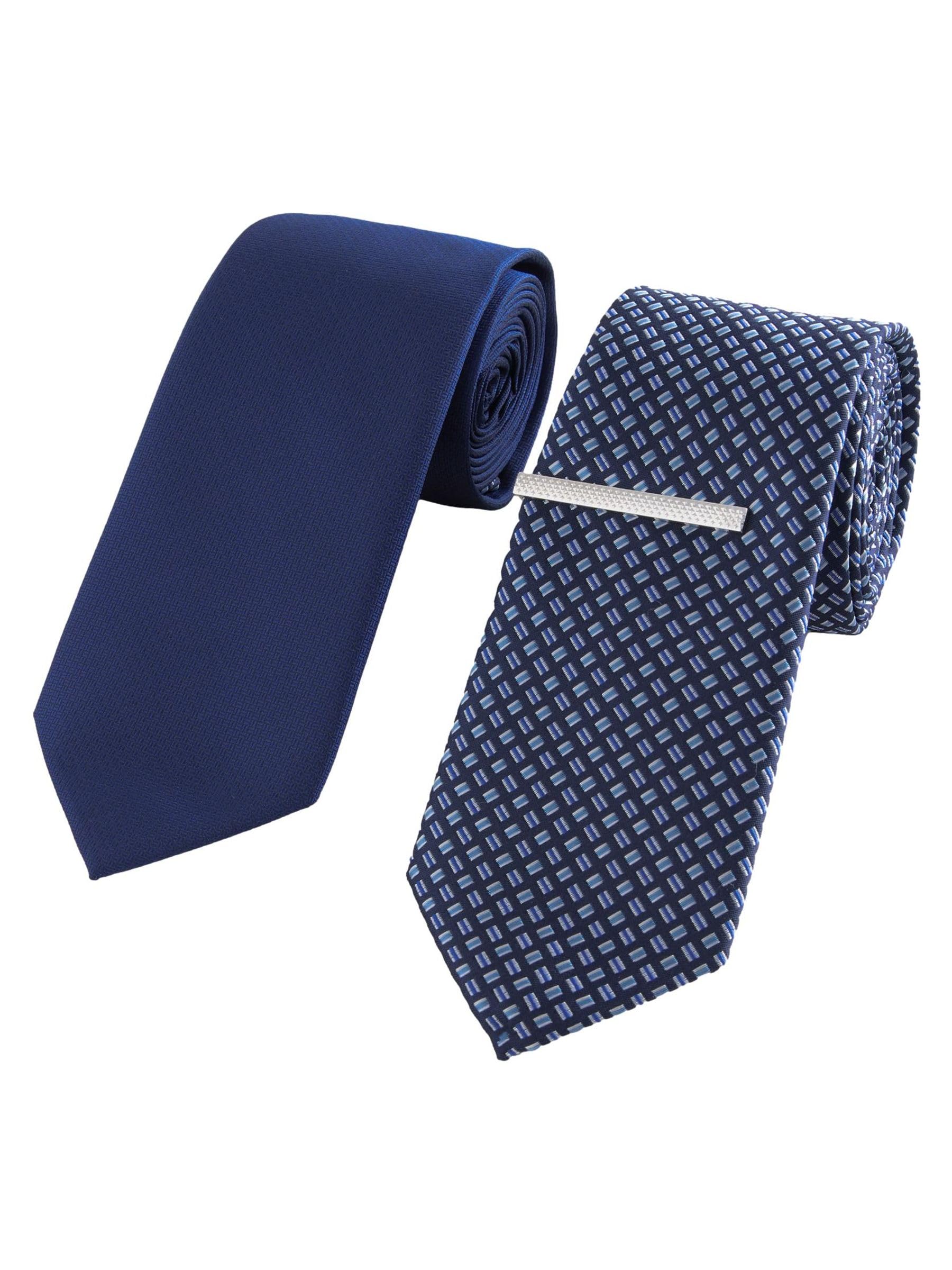 NEXT Hombres Pack de 2 corbatas texturizadas en mezcla de lino con pasador de corbata