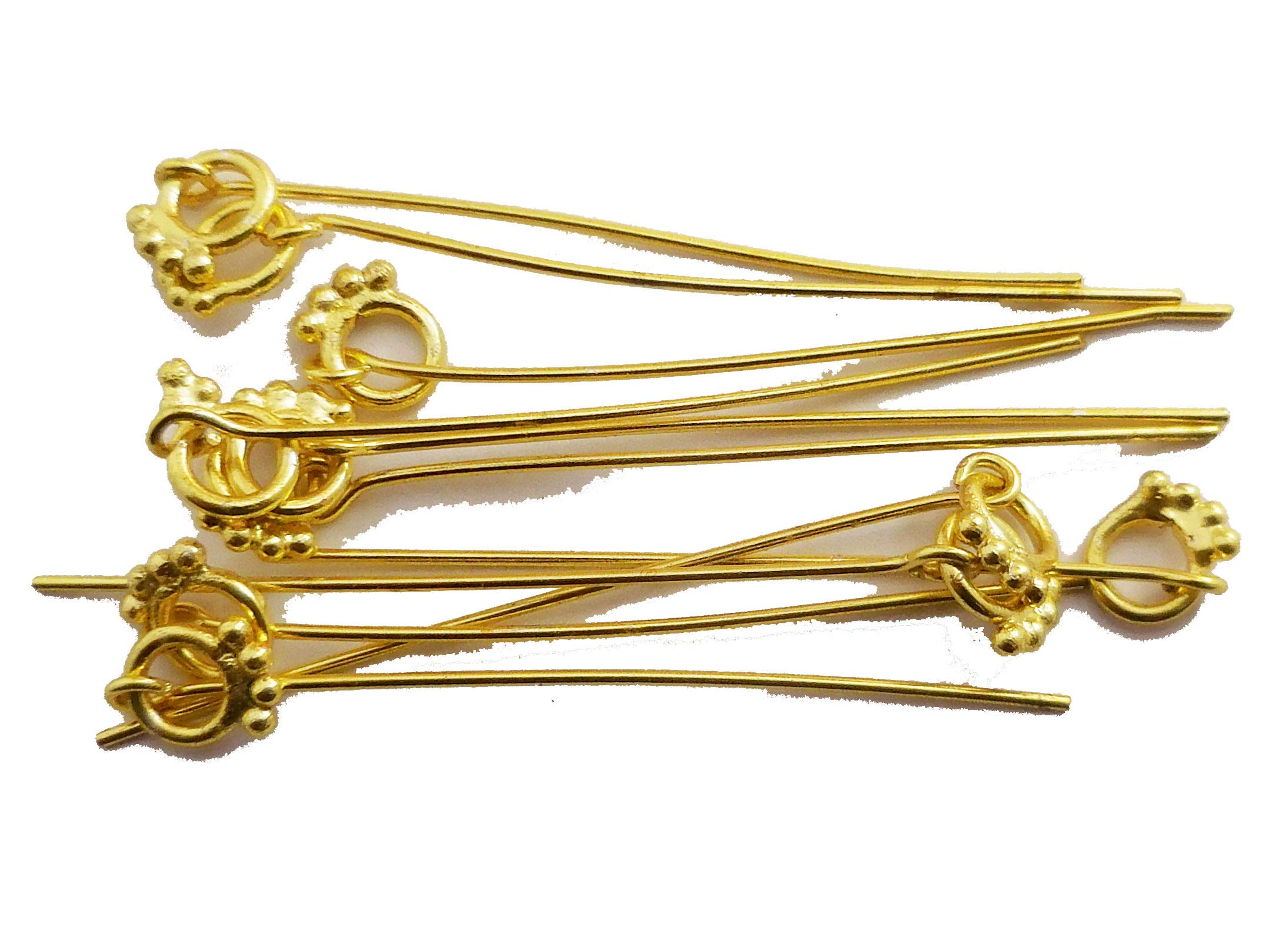 Lot De 40 Broches Tête Bali Plaqué Or 18 Carats - Longueur 3 Pouces, Cuivre, Fait Main En Inde, Neuf