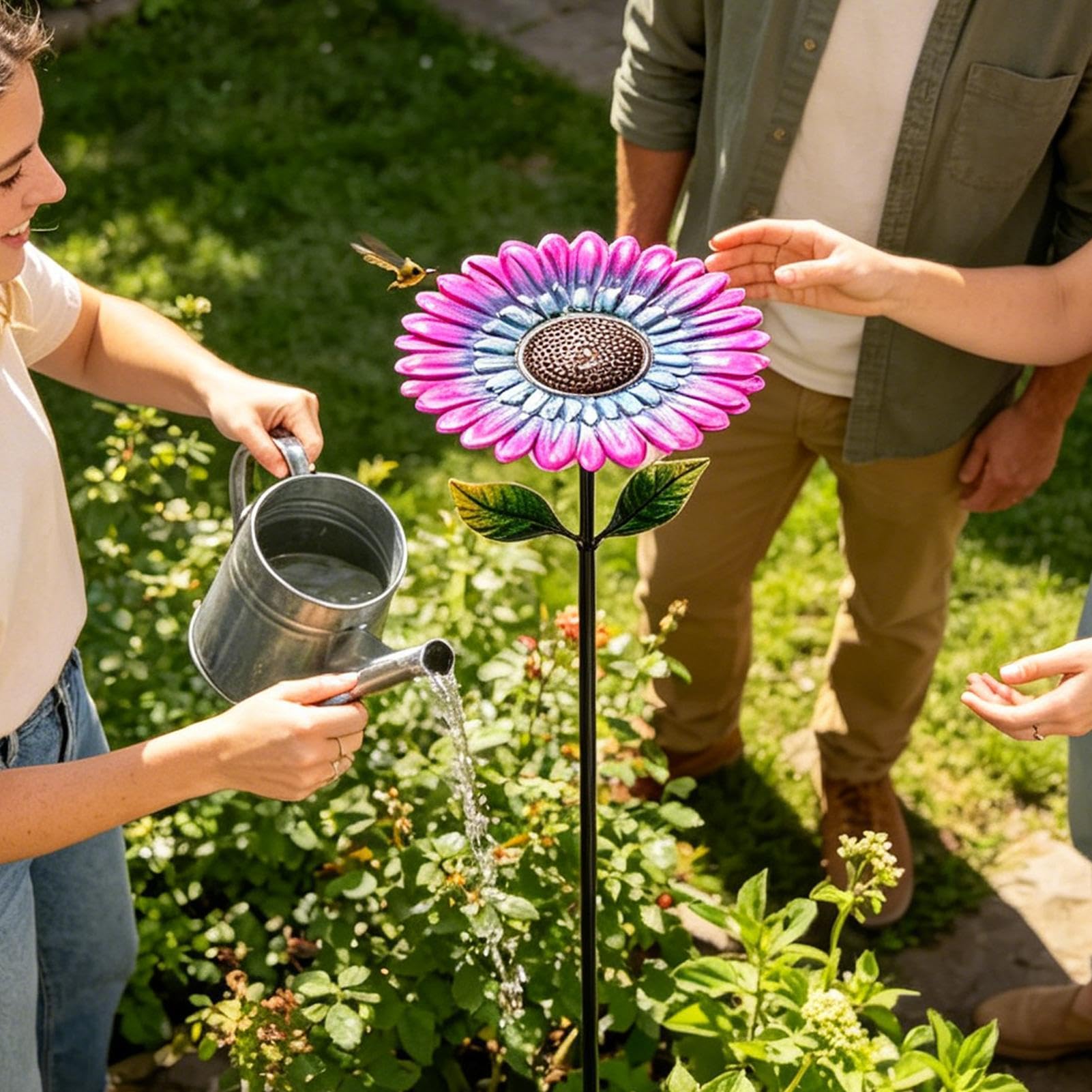 Bagno per Uccelli per Esterno Abbeveratoio da Giardino in Metallo a | Stazione di Abbeveraggio per Uccelli Selvatici per Cortile, Aiuola, Birdwatchers e Amanti della Natura