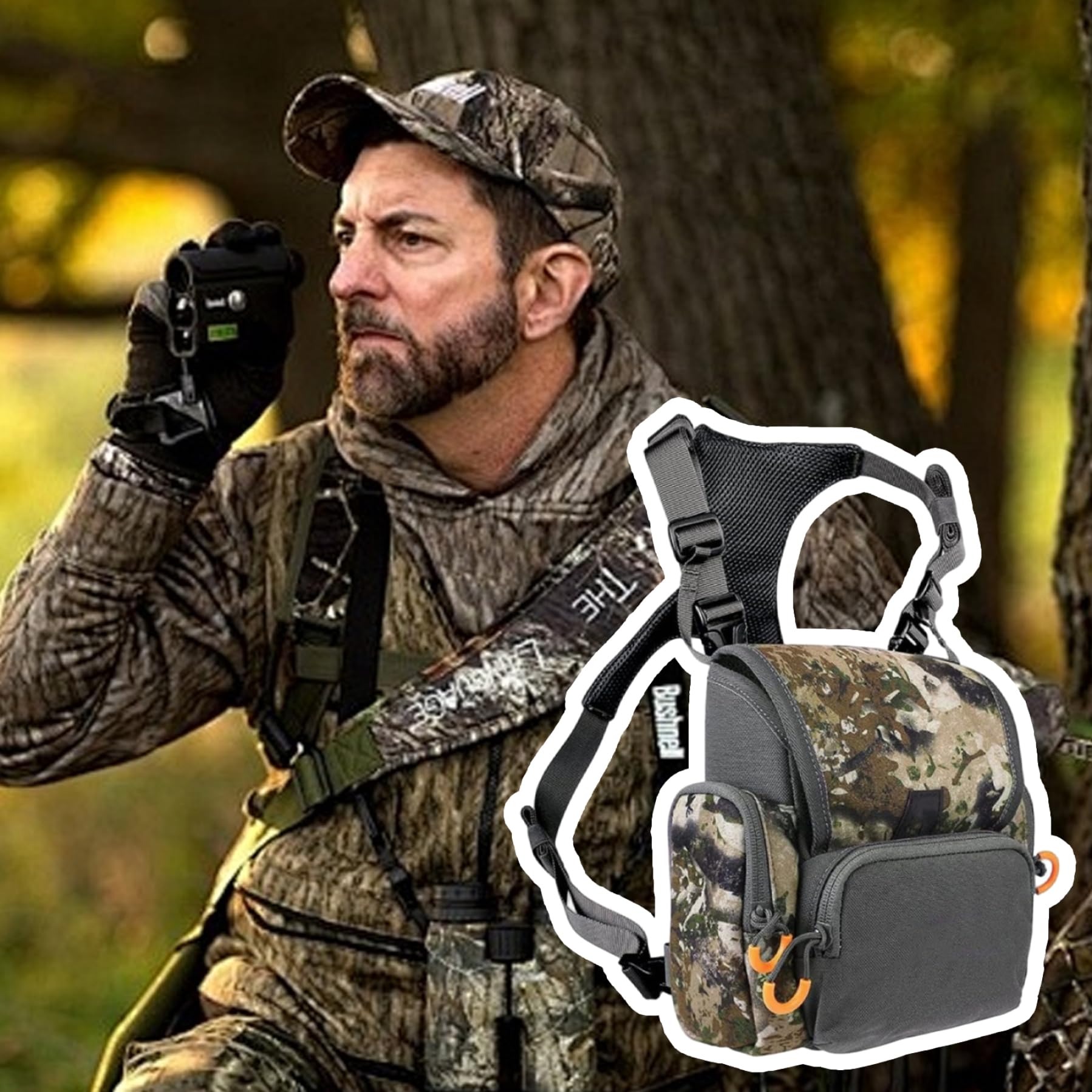 Brusttasche | Fernglasgeschirr, atmungsaktiv, verstellbar, für die Jagd, mit Mehreren Taschen, wasserdicht, Jagd für Männer und Frauen, Tarnung