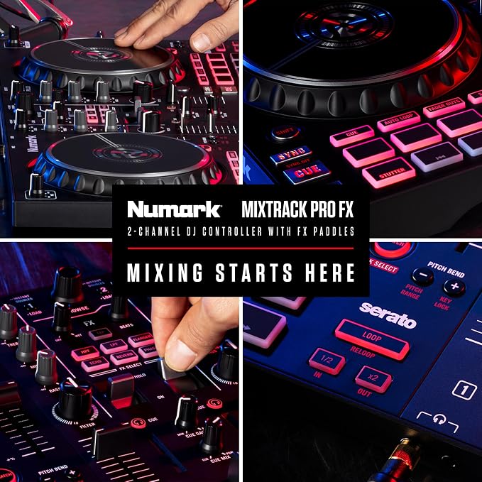 Controlador DJ Numark Mixtrack Pro FX con 2 Decks y mezclador miniatura 7