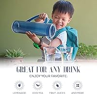 Vista 4 de Elle Decor Jarra de agua acrílica con tapa de 50 onzas, jarra alta azul índigo para jugo, limonada, café helado y barras de mimosa, jarra