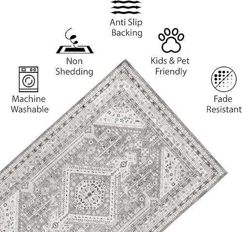 Miniatura 5 de Vernal Senglea - Alfombra antideslizante lavable a máquina, no se desprende, para sala de estar, dormitorio, comedor, pasillo, cocina, apta para