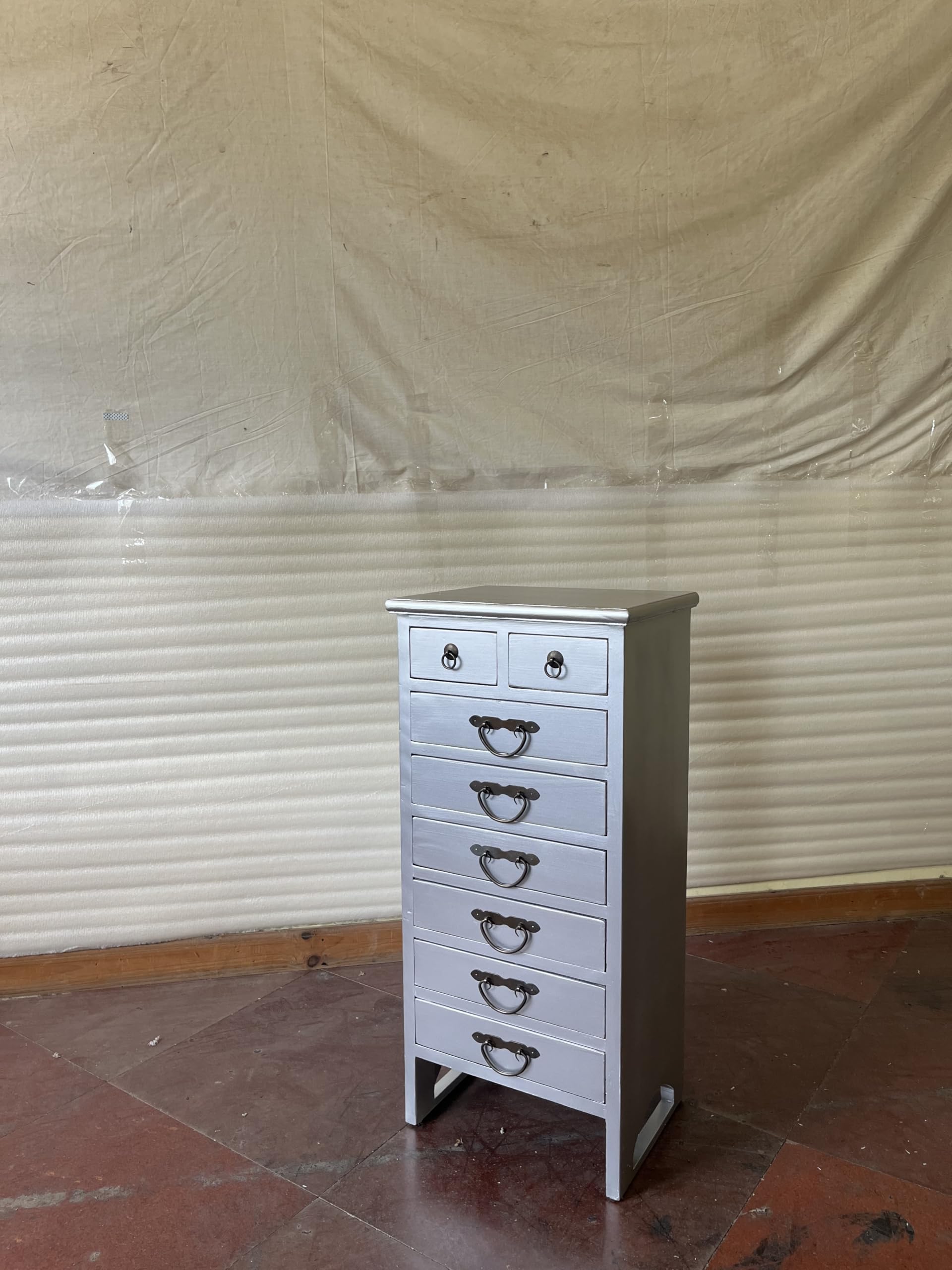 Kunibert Armoire à pharmacie avec 8 tiroirs - Largeur : 46 x hauteur : 95 cm - Argenté