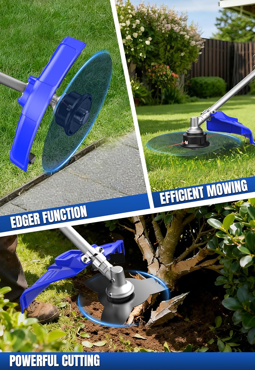 WILD BADGER POWER 52cc Weed Wacker Gas Powered, 3 in 1 String Trimmer/Edger 18’’ with 10’’ Brush Cutter,Rubber Handle & Shoulder Strap Included