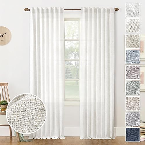 Miniatura 66 de Cortinas verde oliva de 108 pulgadas, 2 paneles para sala de estar, semitransparentes, reductoras de luz, aireadas, modernas, elegantes, extra Verde