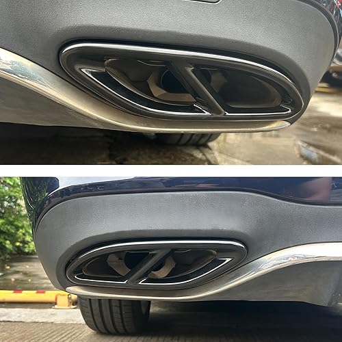 Miniatura 6 de Silenciadores de tubo de escape exterior para automóvil, cubierta para Mercedes-Benz A B C E CLA GLC GLE GLS Clase W205 W213 X253 (negro)