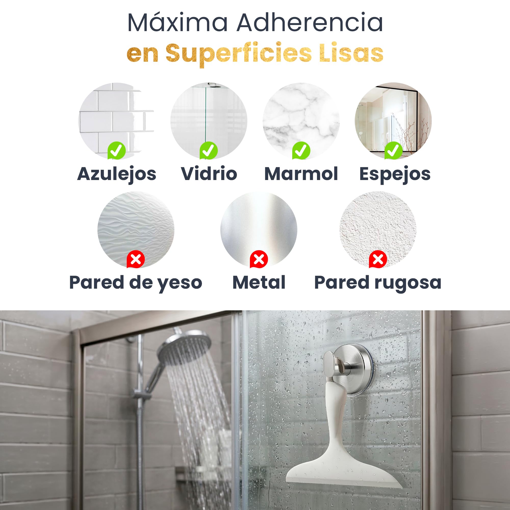 2 Toalleros de baño sin Taladro de Acero Inoxidable – Colgador Ventosa Resistente hasta 8 kg – Ideal Accesorios baño sin Taladro y Accesorios Cocina