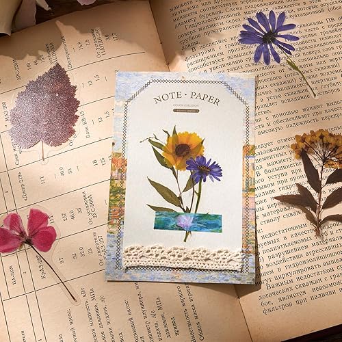 Miniatura 8 de Juego de 380 calcomanías de flores prensadas con diseño de flores secas, calcomanías de resina para diario, calcomanías florales naturales botánicas