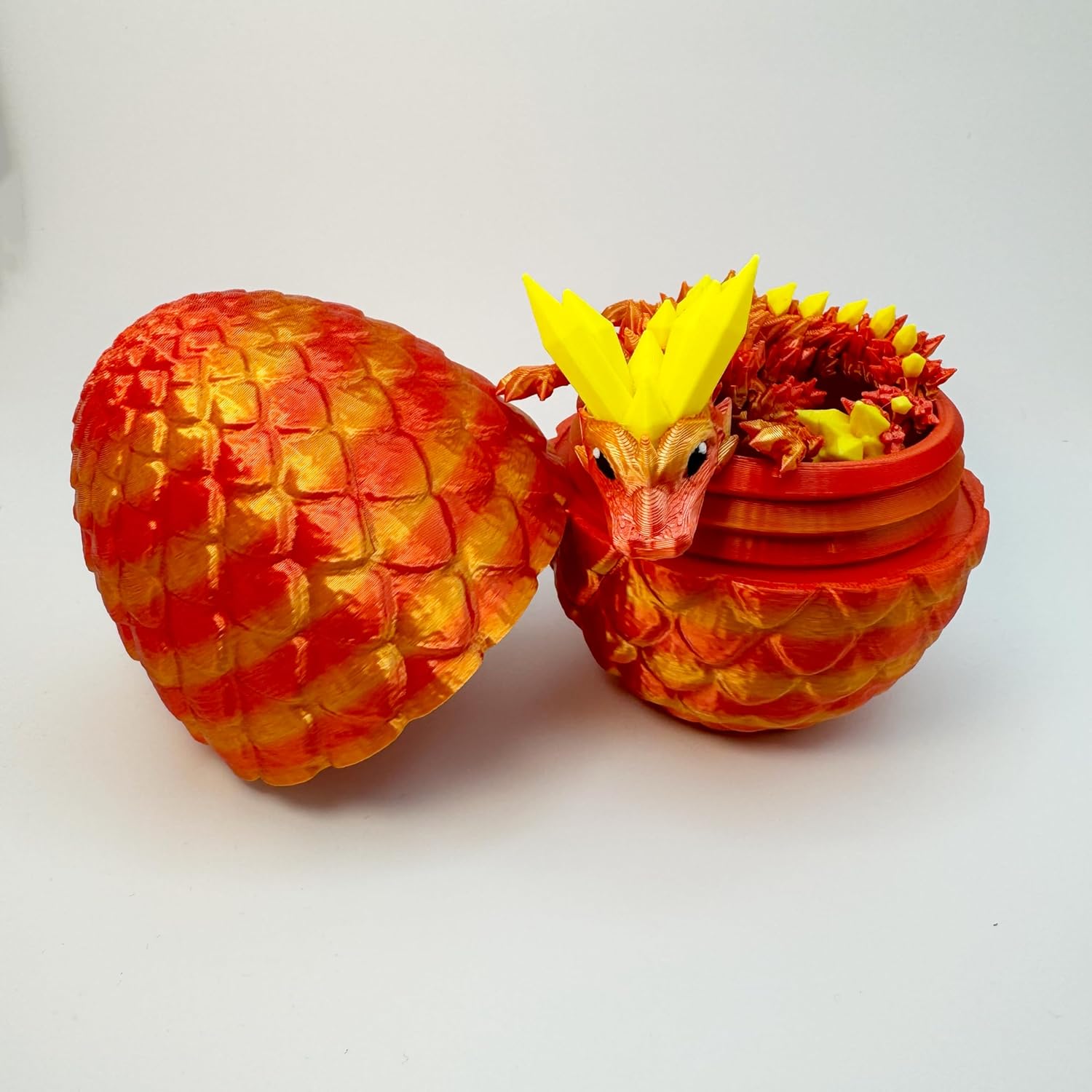 My Life Happens 3D Printed Baby Crystal Dragon with Egg, Full Articulated Dragon Crystal Dragon, Home Office Decor Executive Desk Toys, Adults Fidget Toys for Autism/ADHD (Silk Red)