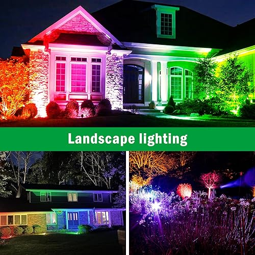 Miniatura 7 de Focos RGB para exteriores, foco RGB de 12 W, luces de paisaje que cambian de color para patio, jardín, camino, 120 V, impermeable, iluminación de