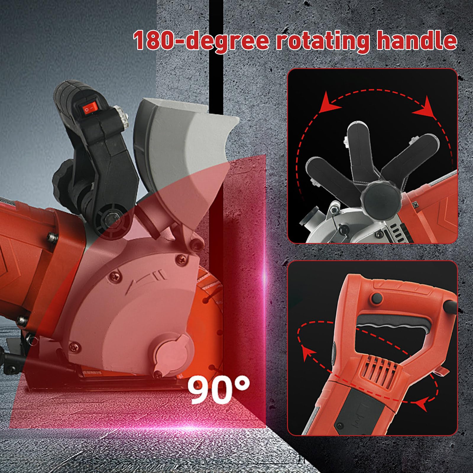 Rozadora Pared 4800W Profundidad 42mm Máquina de Ranurado para Hormigón y Ladrillo Incluye 5 Hojas de Ø125mm 6500 Rpm Bomba de Agua y Maletín Profesional