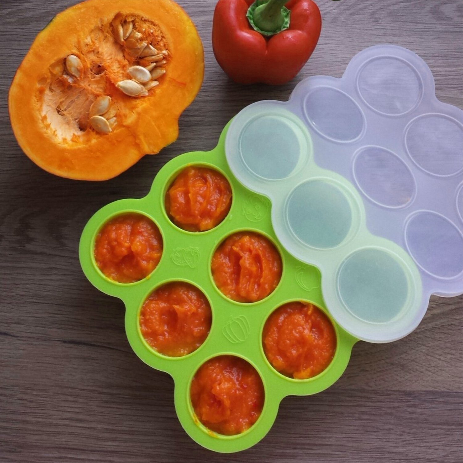 Récipient Nourriture pour Repas Bebe - 9 Pots de Conservation, Boites de congélation Moule de Glace avec Couvercle en Silicone (Vert)