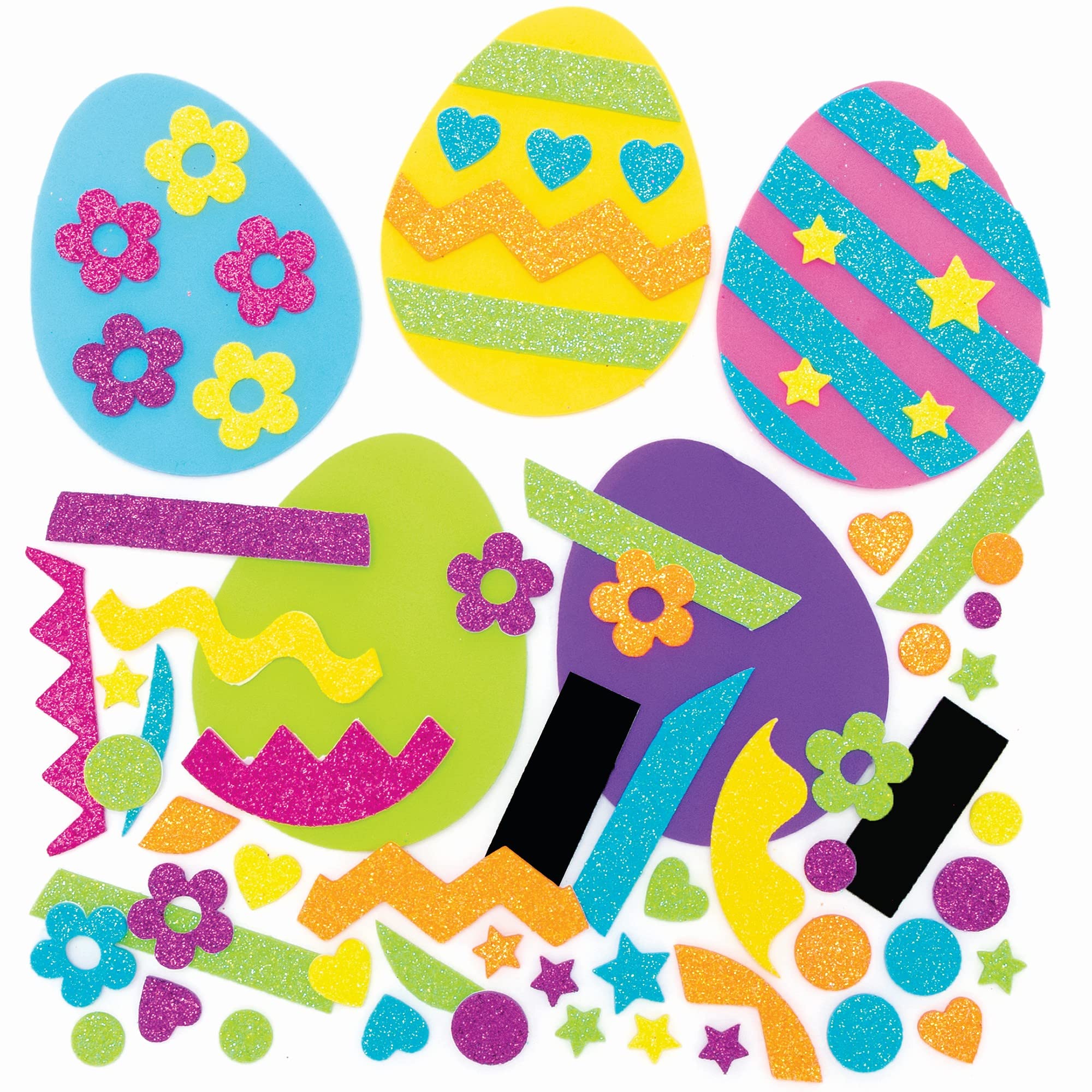 Baker Ross Easter Eggs Foam Craft Magnets - Pack of 10, Easter Craft Magnets for Kids (FC490)