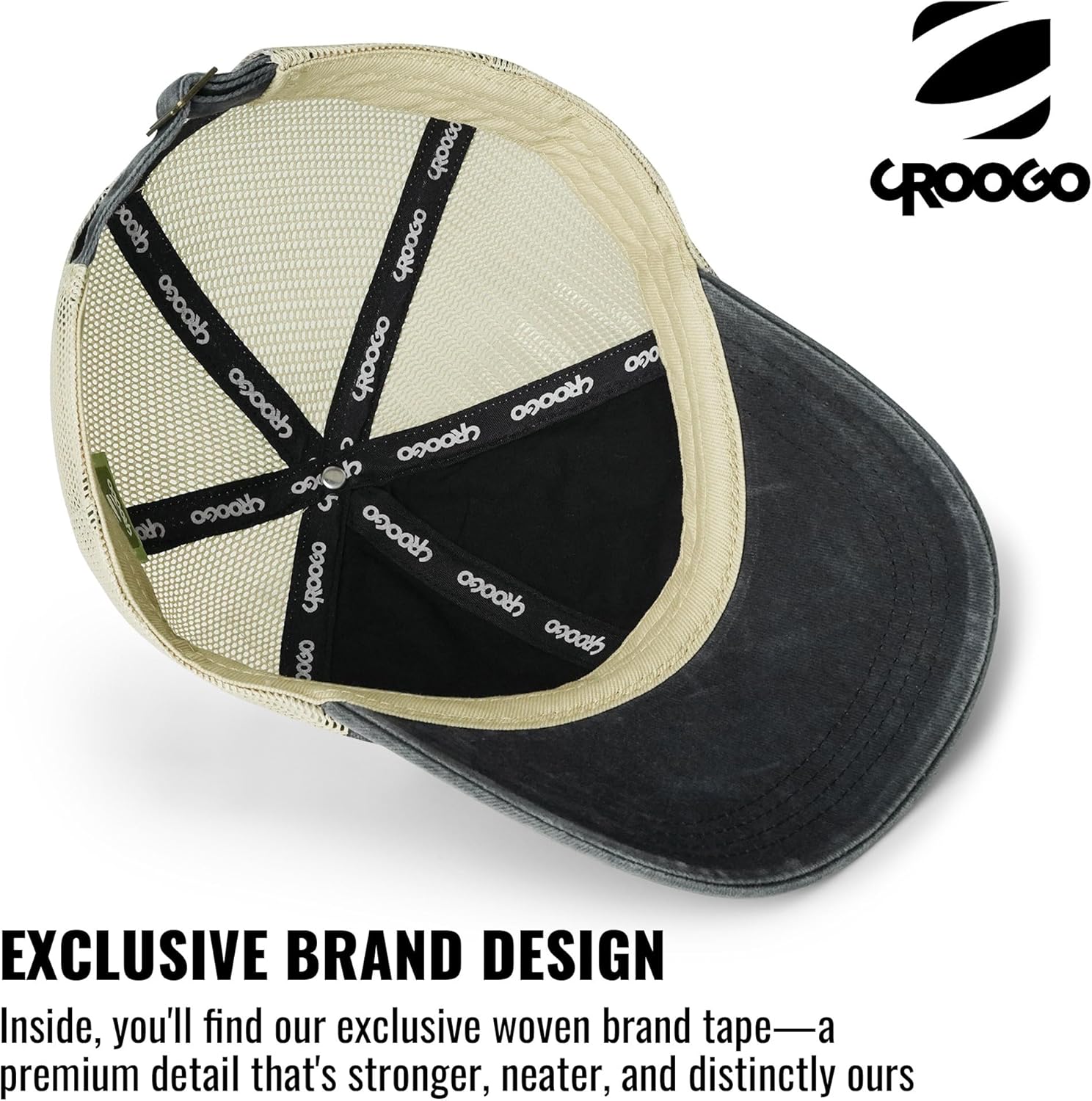 Croogo Men's Adjustable Mesh Back Cap Curved Bill Snapback Mesh Baseball Cap Retro Washed Trucker Cap Breathable Sun Hat - Image 5