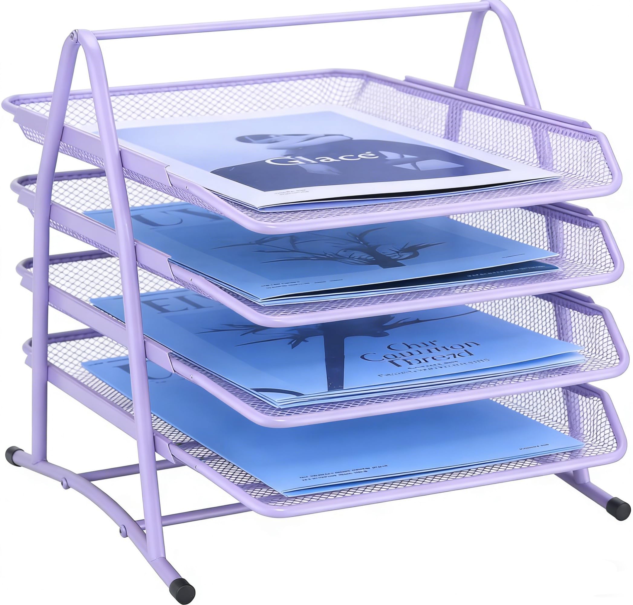 Sliding Letter Tray, Filing Tray for Office, Paper Trays Desk Organiser, Paper Filing Trays Folder, Desk Tidy Organizer A4, File Document Holder for Home Office School,Purple — image 1