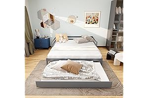 Twin Size Day Bed Frame with Trundle for Kids and Adults, Pine Wood