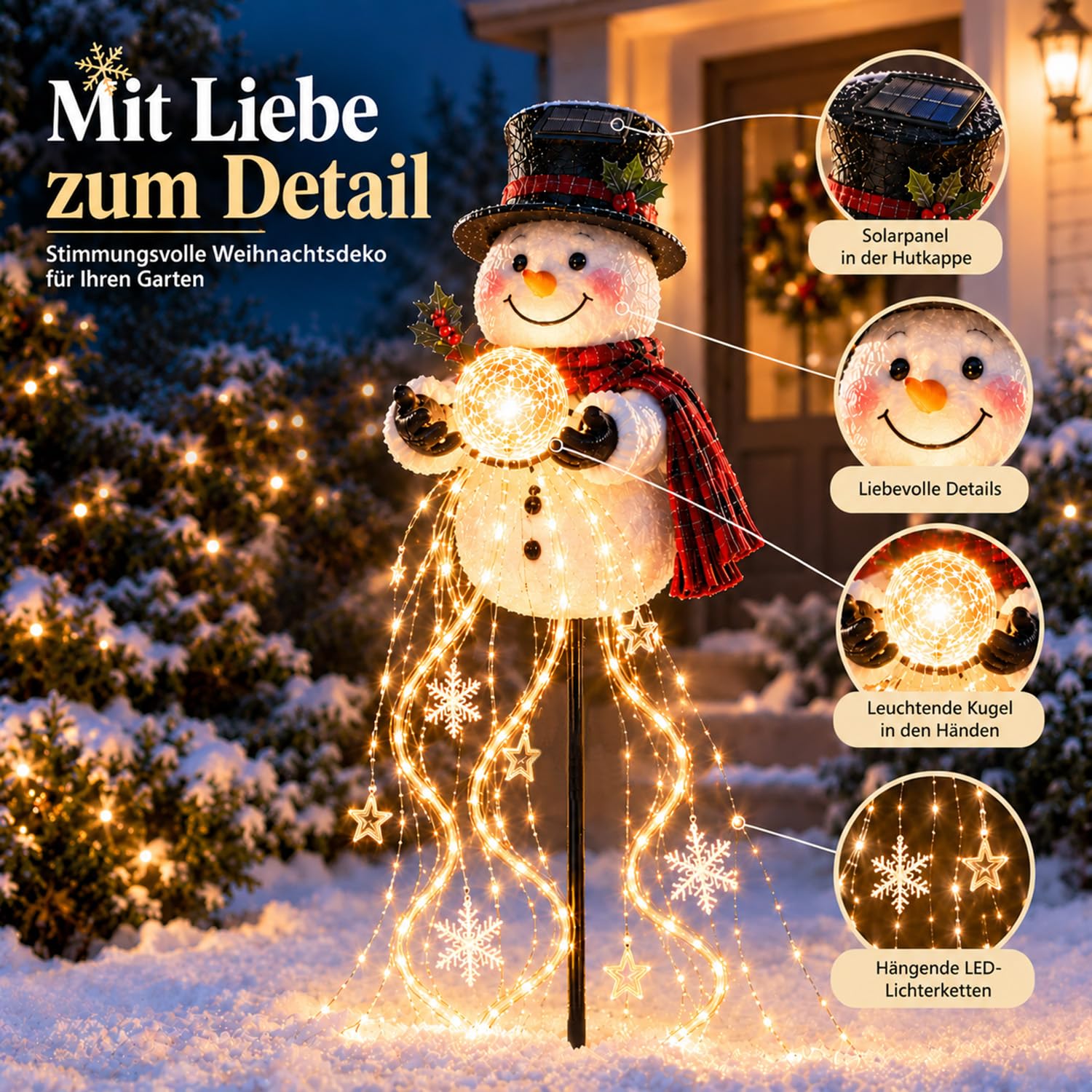 Schneemann LED-Gartenleuchte, Weihnachtsbeleuchtung für Außen (2pcs)