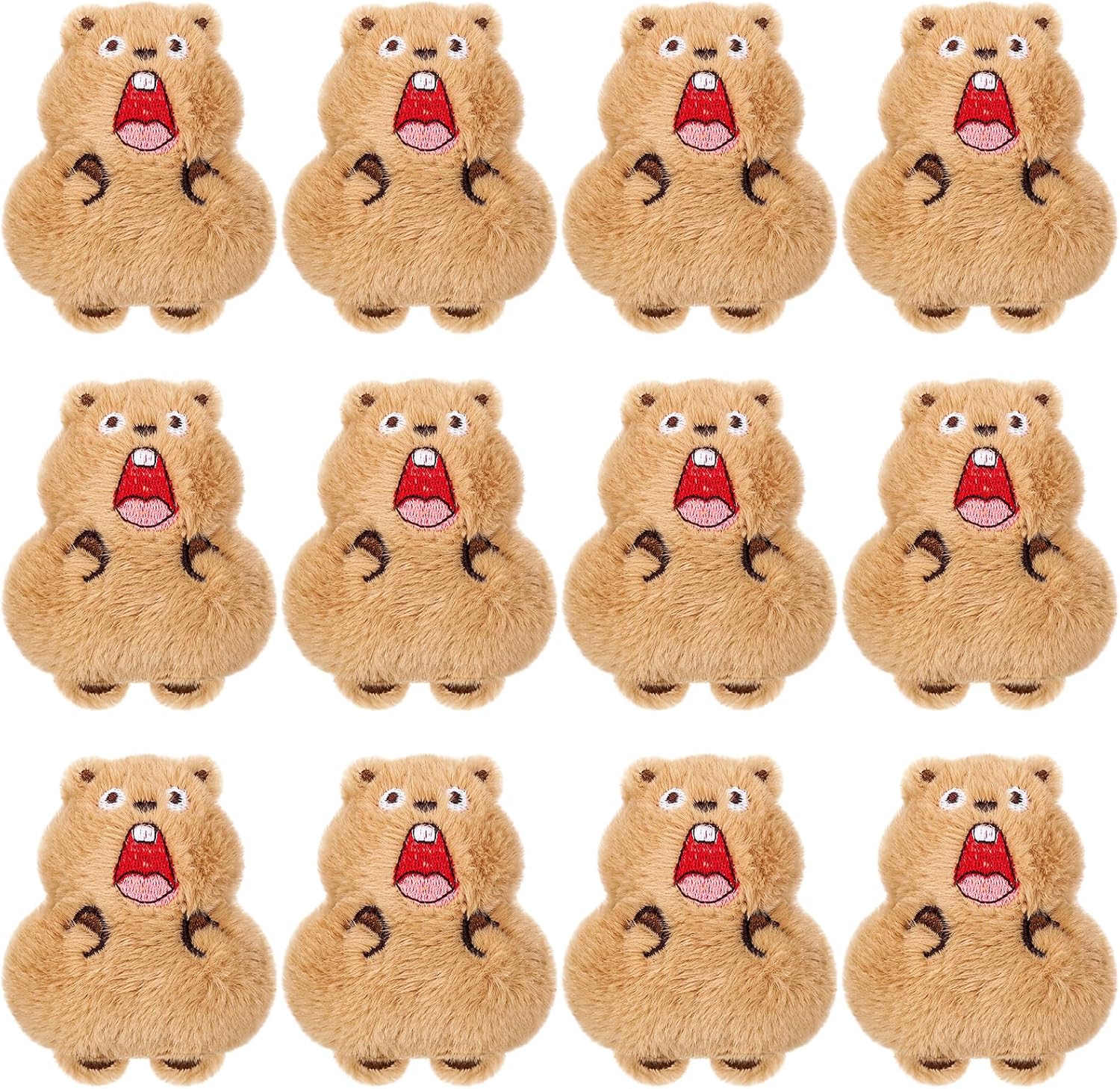 12 Pcs Groundhog Gift Groundhog Stuffed Animal Bulk Cute Woodchuck Plush Stuffed Animal Flocking Mini Backpack Accessory Bags Purse DIY Decor for Valentine Wedding Shower Birthday Party Favor