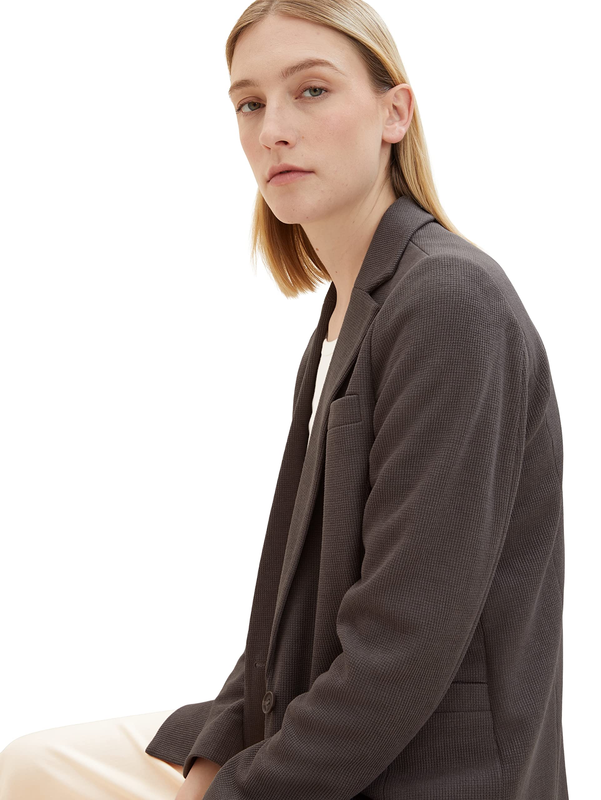 Damska marynarka TOM TAILOR ze strukturą, 32251-ciemny mineralny szary, M