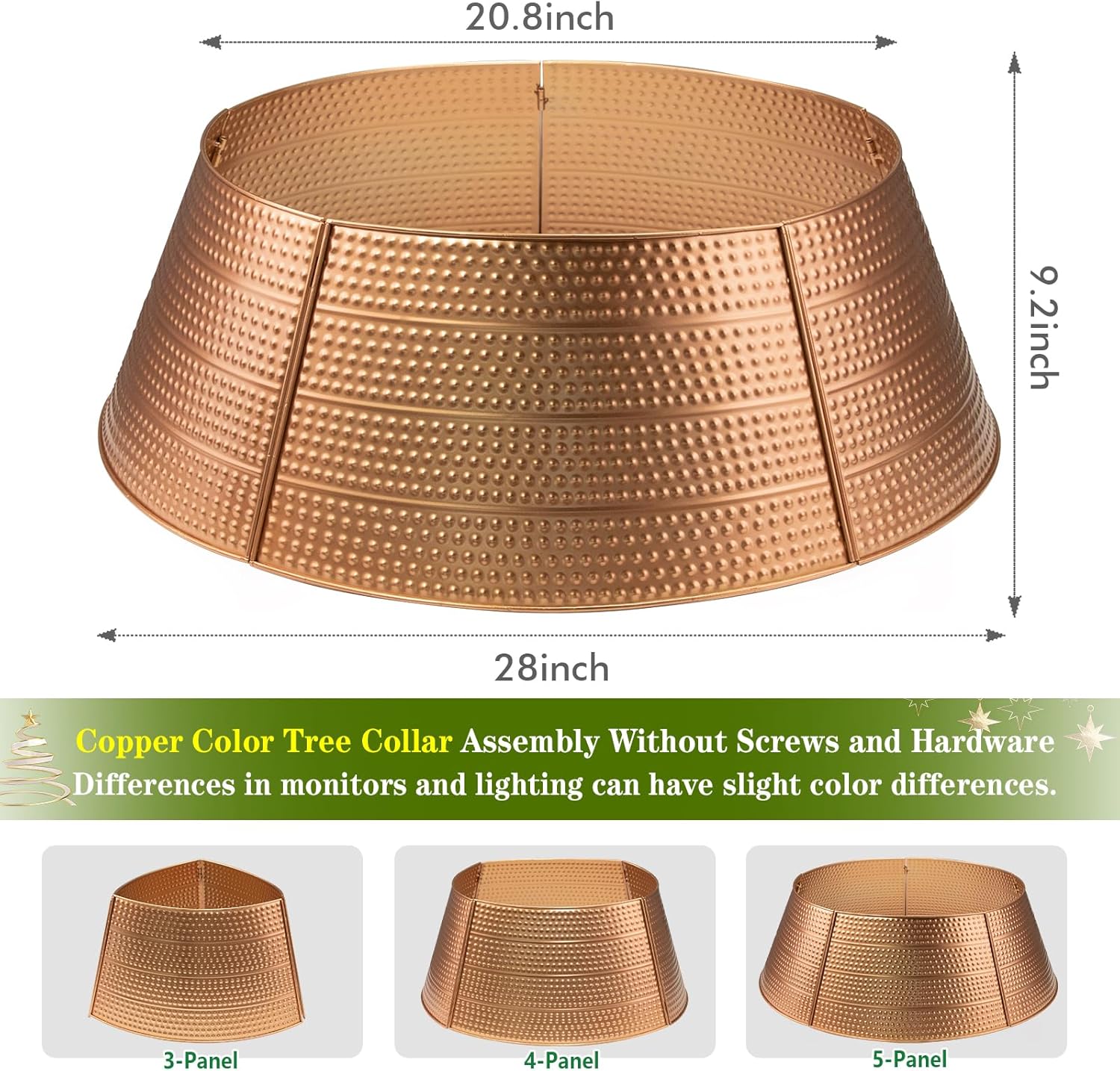 Metal Christmas Tree Collar, Christmas Tree Collars for Artificial Trees, 28" Metal Tree Skirt Tree Base Cover Decorative Christmas Tree Ring for Christmas Decor（Rose Gold）