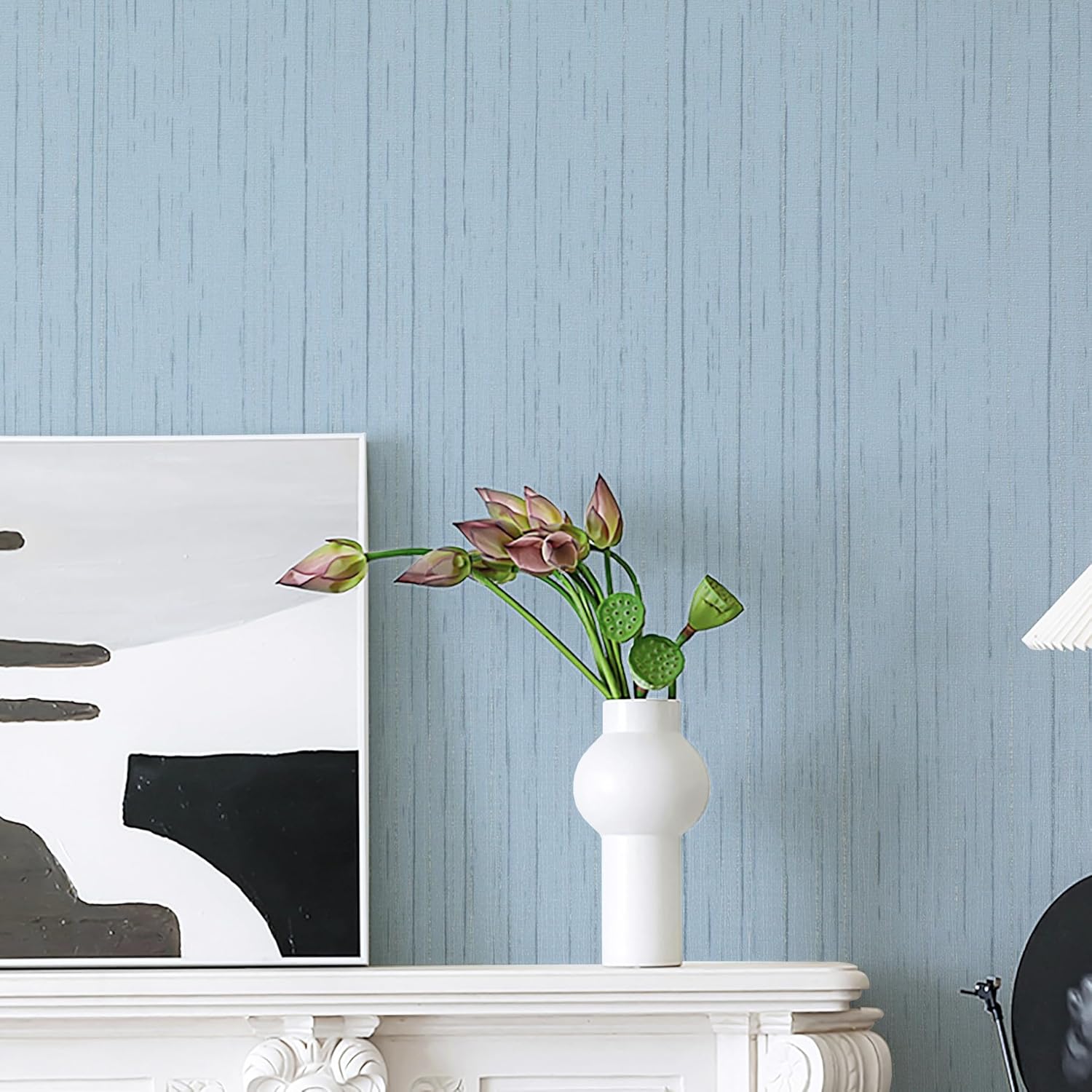 Dviolet Blue Grasscloth Textured Fabric Contact Paper Peel and Stick Boho Self-Adhesive Wallpaper for Bedroom 15.7in X 118in