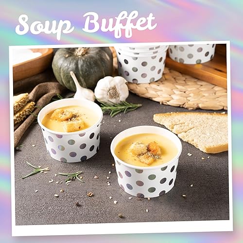 Miniatura 3 de MATICAN Vasos de papel para helado, 50 cuencos de postre desechables de 5.5 onzas para alimentos calientes o fríos, suministros de fiesta de 5.5