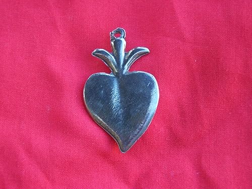 Corazón de estaño/plata con brotes Milagro Ex Voto