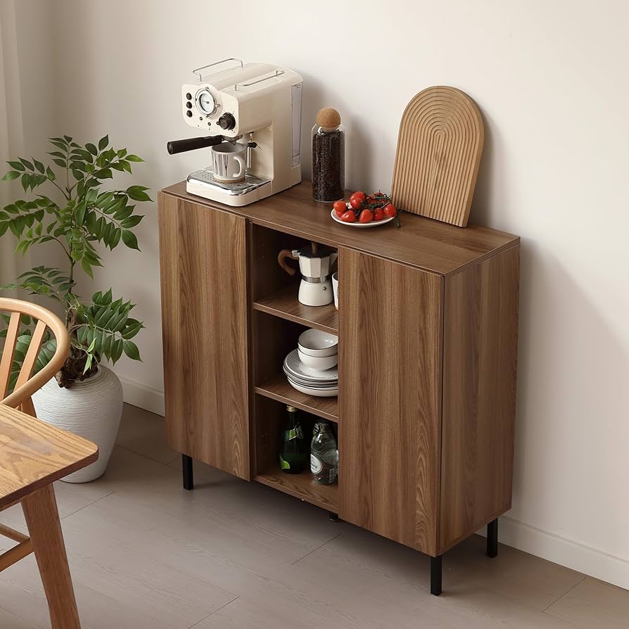 Amazon.co.jp: 扉付きキャビネット 収納棚 サイドボード リビング収納