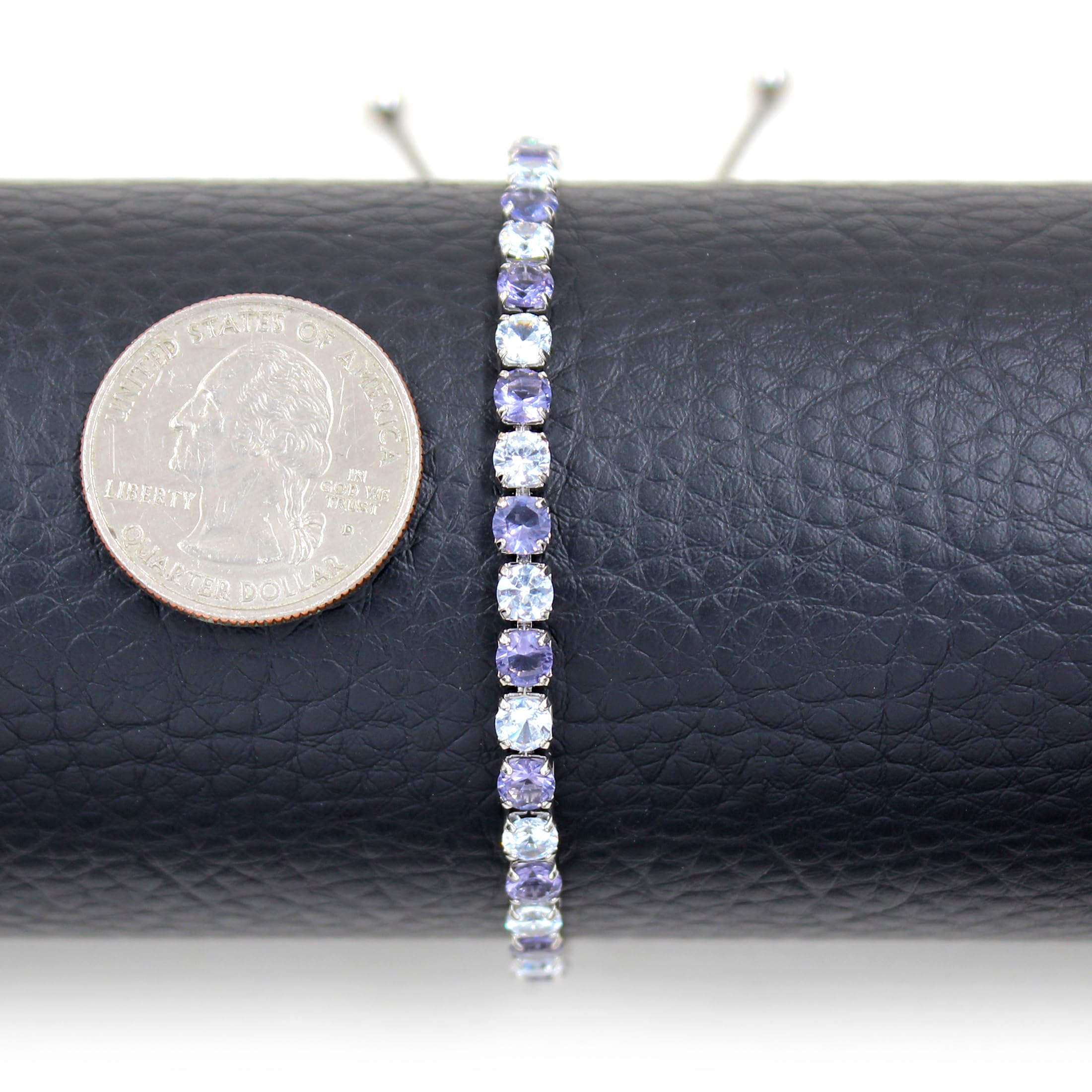 Platinierte Tennisarmbänder – Verstellbarer Zirkonia für Damen YA4375