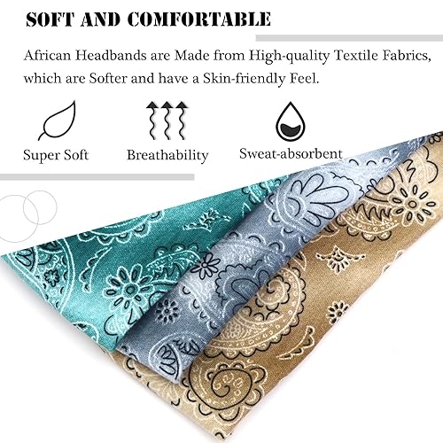 Miniatura 6 de SAWINDA Diademas bohemias para mujer, bandas suaves para el cabello, anudadas, elásticas, antideslizantes, bandeau, bandeau, yoga, correr,