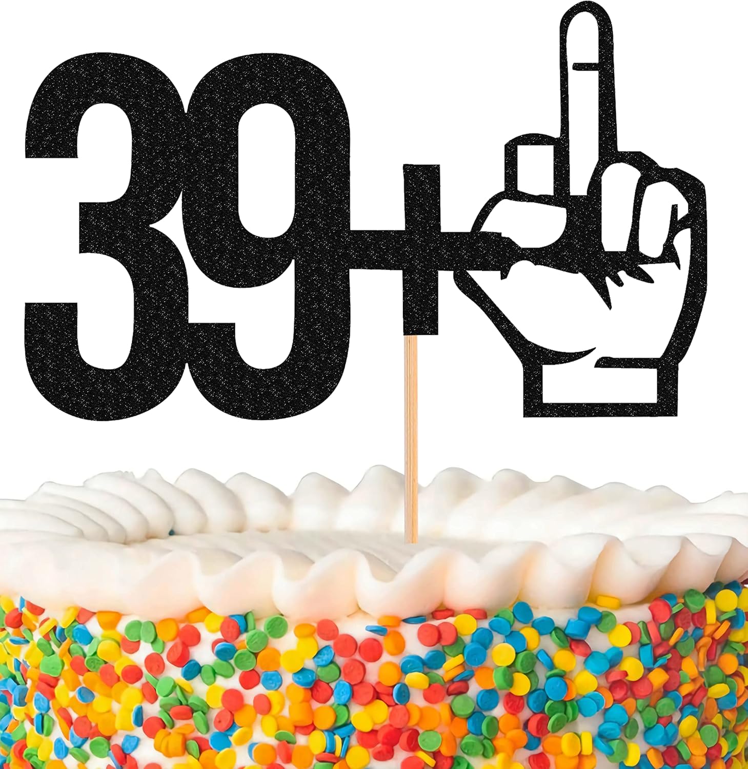 MYAMPED 39+1 Cake Topper - Glitter Black 40th Birthday Cake Decorations, Perfect for Forty Birthday Party, 40th Anniversary or 40 Fabulous (Black-39+1)