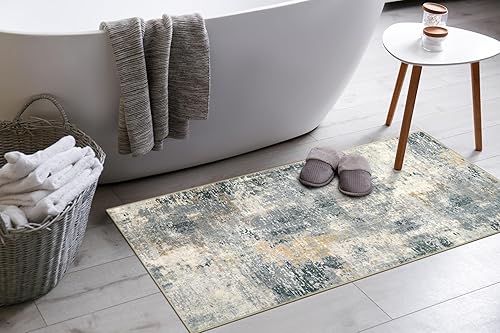 Morebes Alfombra antideslizante de 2 x 4, moderna, abstracta, pequeña, para entrada, interior, suave, con respaldo de goma, alfombras lavables para disponible en Yaxa Peru
