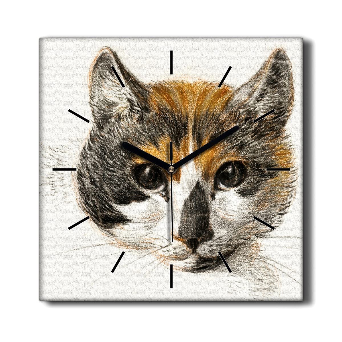 Horloge sur Toile Chat de Compagnie Coloray 30x30cm pour le Salon