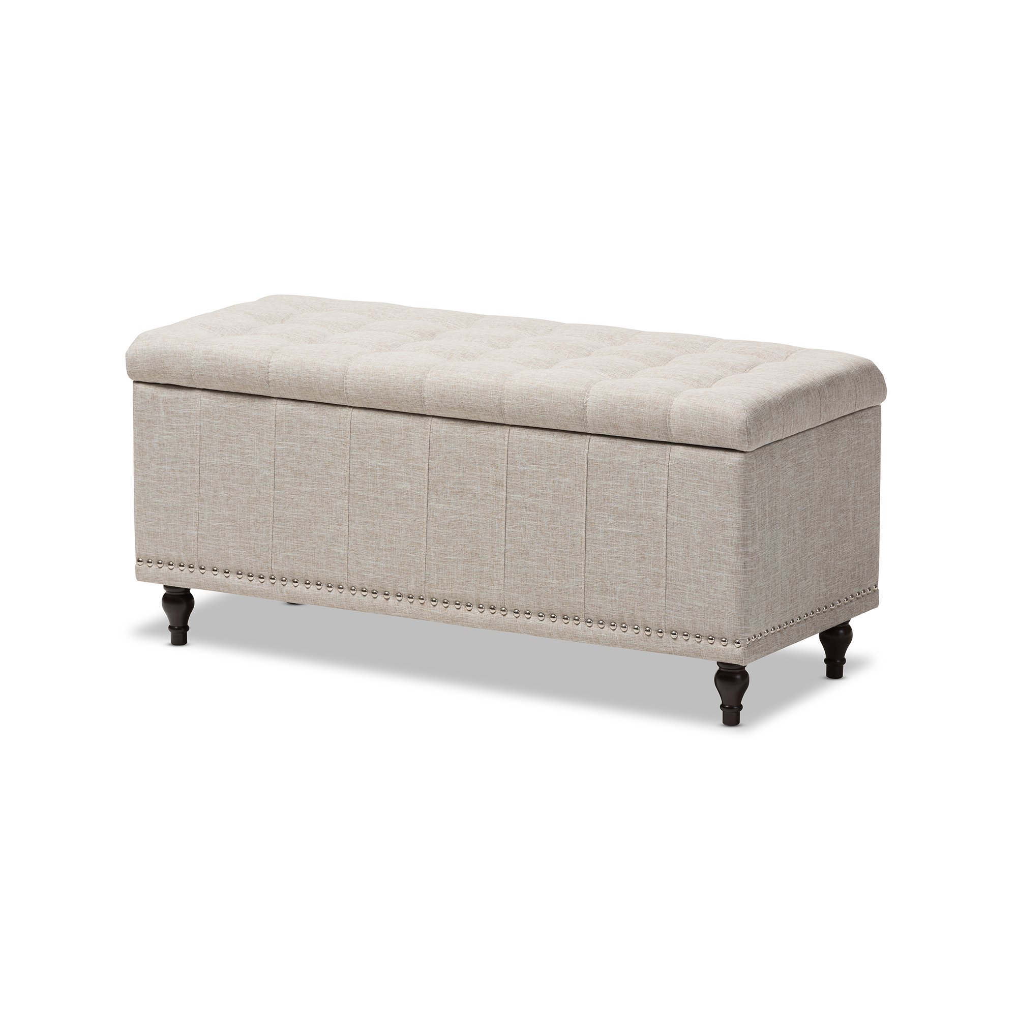 Baxton Studio Sherrill Modern Classic Beige Fabric Upholstered Button-Tufting Storage Ottoman Bench