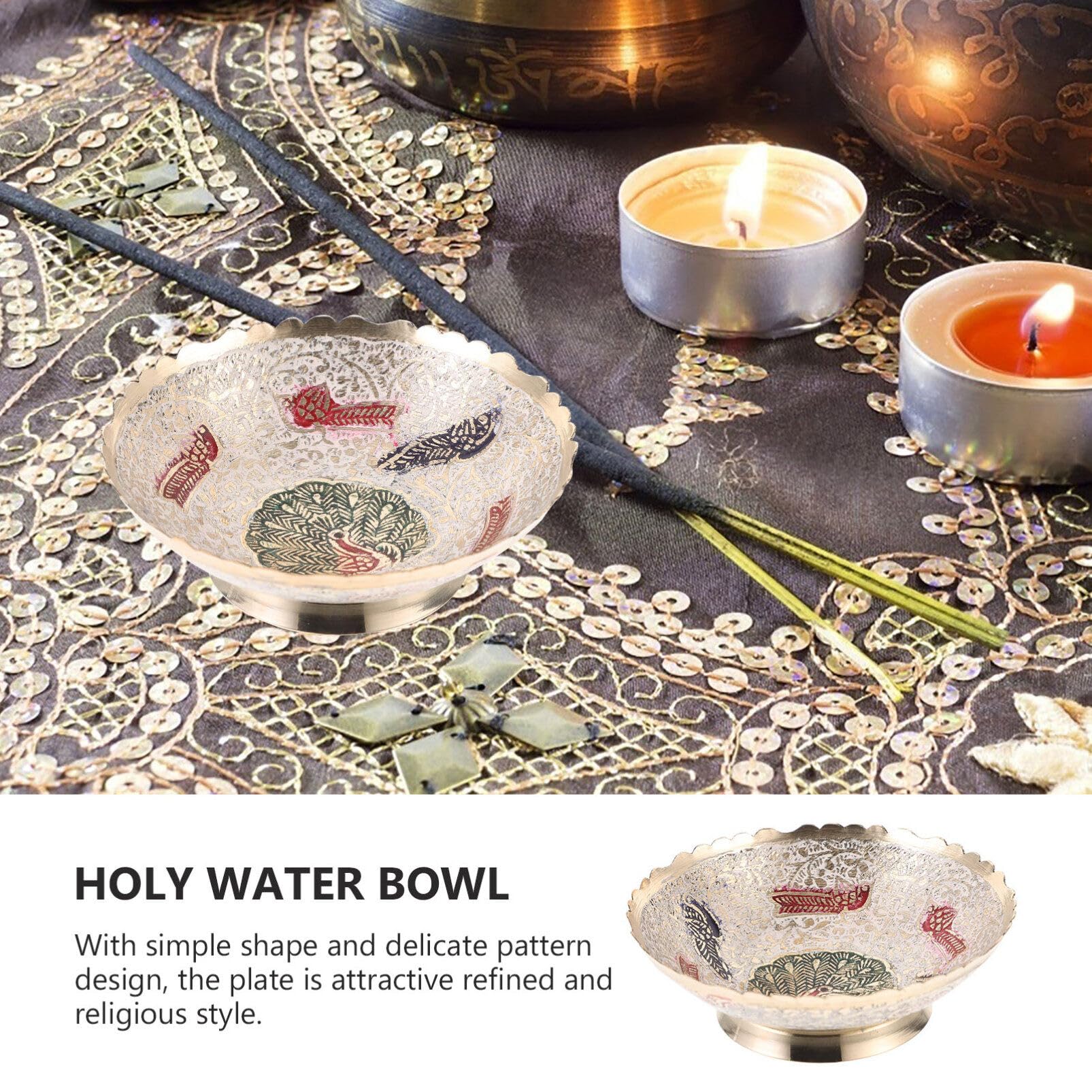 HOMSFOU Buddhist Fruit Tray Buddhist Plate Offering Bowls Temple Fruit Tray Food Dessert Snack Plate for Altar Use Rituals Incense Smudging Decoration Buddhist Supplies