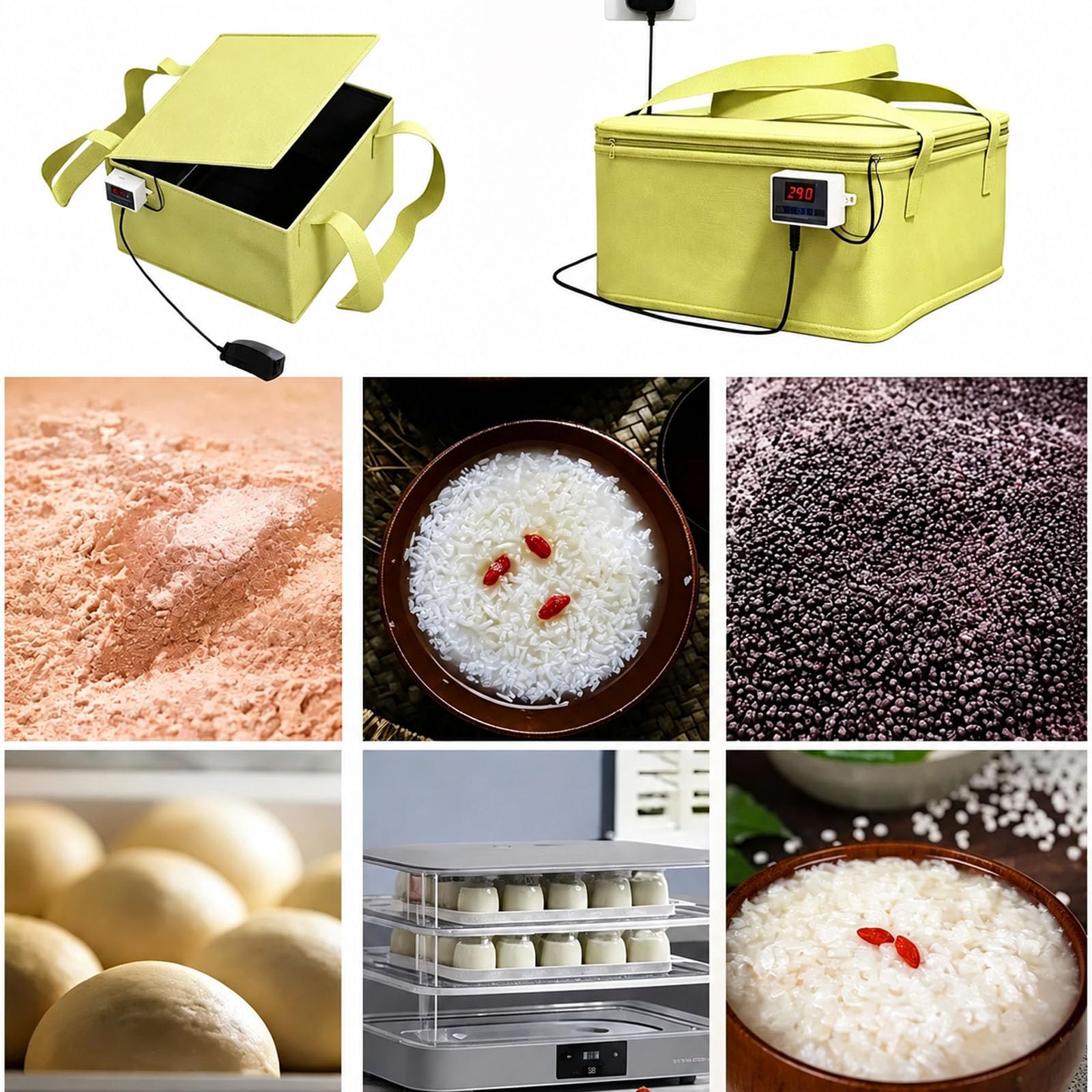 JOSBY Fermentadora Versátil, Caja Aislante para Fermentación, con Control Preciso De Temperatura Y Caja De Fermentación Plegable con Aislamiento Térmico, para Hornear En Casa Masa Madre Yellow