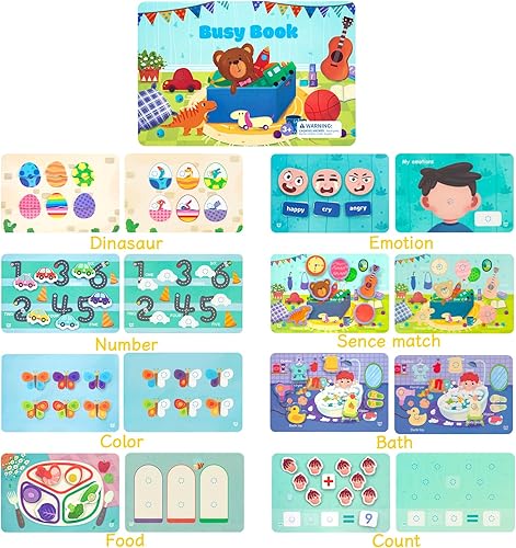 Miniatura 2 de Montessori - Libro de actividades de aprendizaje preescolar para niños, juguetes educativos de jardín de infantes para niños de 3 años