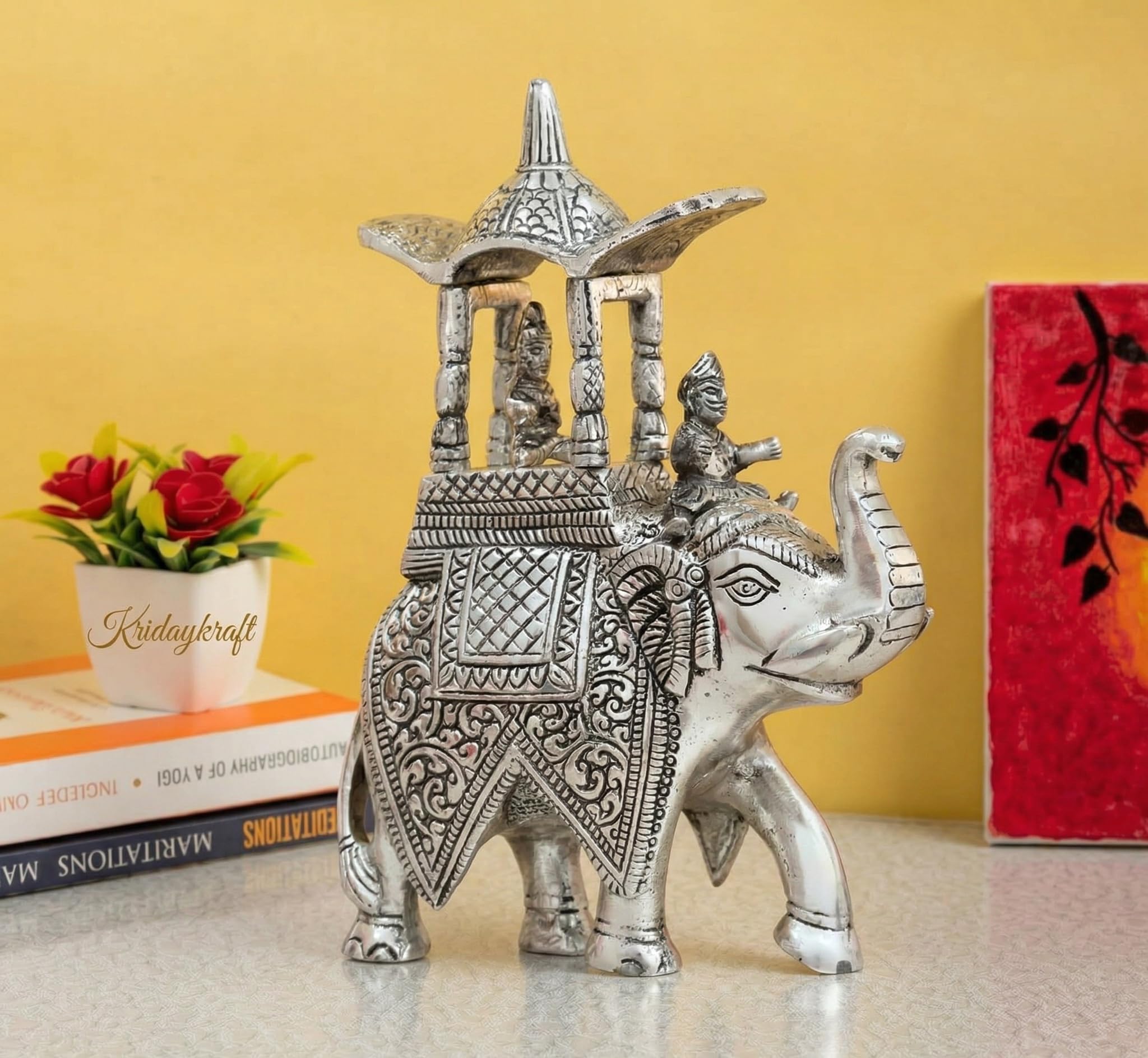 Handcrafted Metal Elephant Statue - Rajasthani Art -1