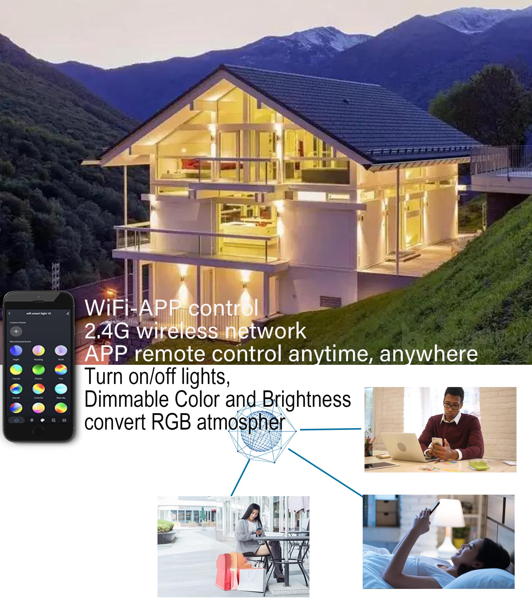 Φ40cm 45W WIFI Musica Lampada da Soffitto LED Compatibile con Alexa Google Home Compatibile con Altoparlante Bluetooth RGB Cambia Colore Dimmerabile per Cucina Camera da Letto Bagno