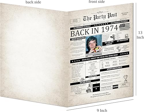 Miniatura 2 de Tarjeta de cumpleaños número 51, tarjeta jumbo de feliz cumpleaños para hombres o mujeres nacidos en 1974, regalos divertidos grandes para papás o